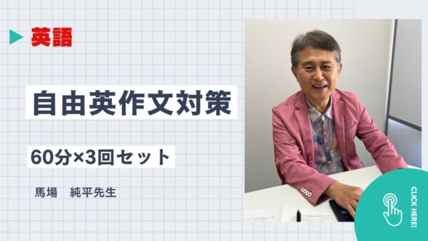 自由英作文で悩んでいる人のための心の重荷を下ろす（60分×3回）24,900円